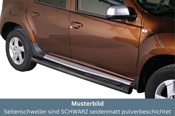 Schwellerrohre mit Tritt SCHWARZ für DACIA Duster SD 2010 > V2A Ø76mm mit TÜV