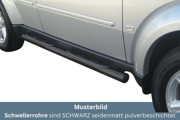 Schwellerrohre mit Tritt SCHWARZ für DODGE Nitro KJ 2007> V2A Ø76mm mit TÜV