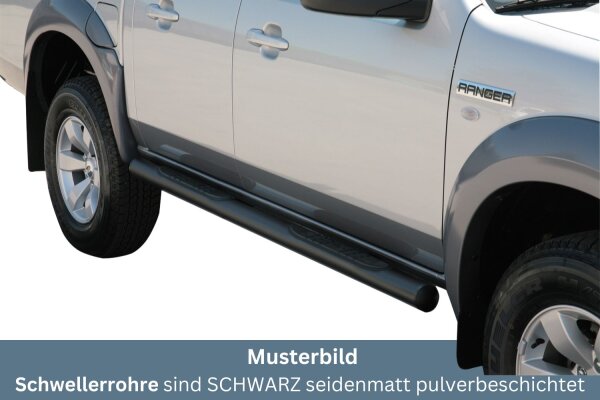 Schwellerrohre mit Tritt SCHWARZ für FORD Ranger Doppelkabine 2AW 2007-09 TÜV