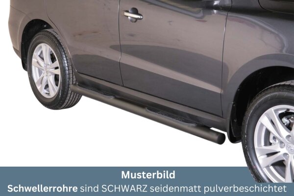 Schwellerrohre mit Tritt SCHWARZ für HYUNDAI Santa Fe CM 2010-12 V2A Ø76mm TÜV