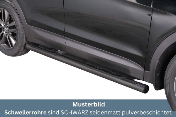 Schwellerrohre mit Tritt SCHWARZ für HYUNDAI Santa Fe DM 2012> V2A Ø76mm mit TÜV