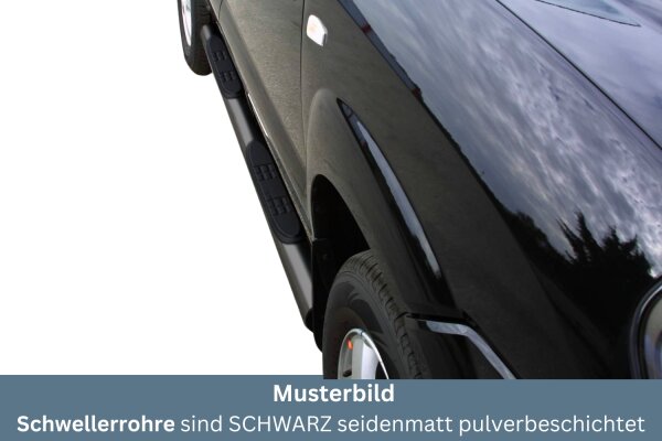 Schwellerrohre mit Tritt SCHWARZ für HYUNDAI Tucson JM Bj. 2004-2014 Ø76mm TÜV