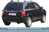 Schwellerrohre mit Tritt SCHWARZ für HYUNDAI Tucson JM Bj. 2004-2014 Ø76mm TÜV