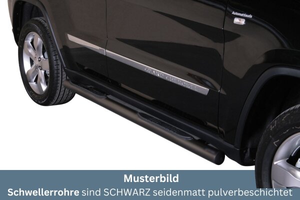 Schwellerrohre mit Tritt SCHWARZ für JEEP Grand Cherokee WK 2011> V2A Ø76mm TÜV