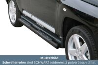 Schwellerrohre mit Tritt SCHWARZ für JEEP Compass PK 2007-10 V2A Ø76mm mit TÜV