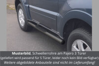 Schwellerrohre mit Tritt SCHWARZ für MITSUBISHI Pajero V80 5t 2007> Ø76mm TÜV