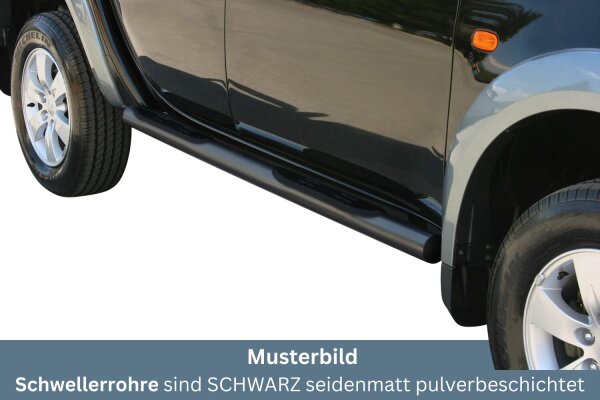 Schwellerrohre mit Tritt SCHWARZ für MITSUBISHI L200 Doppelkabine 2006-09 TÜV