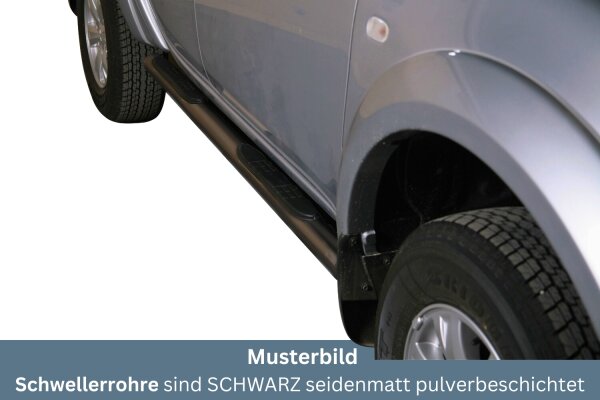 Schwellerrohre mit Tritt SCHWARZ für MITSUBISHI L200 Doppelkabine KAOT 2010> TÜV