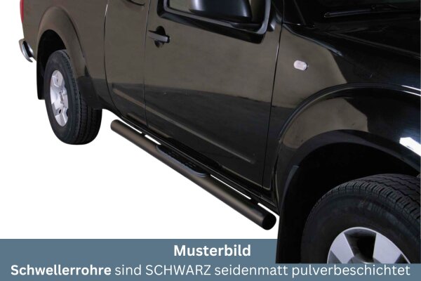 Schwellerrohre mit Tritt SCHWARZ für NISSAN Navara D40 King Cab 2005> V2A TÜV