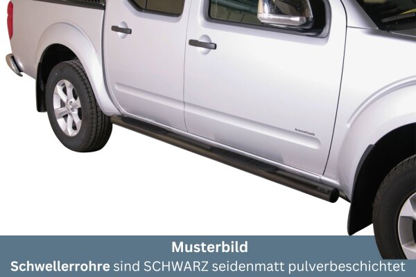 Schwellerrohre mit Tritt SCHWARZ für NISSAN Navara D40 Doppelkabine 2010> TÜV