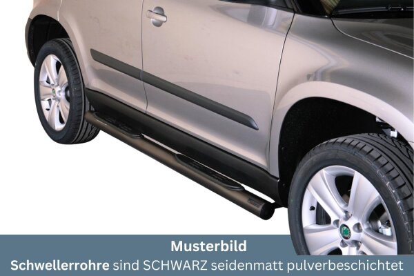 Schwellerrohre mit Tritt SCHWARZ für SKODA Yeti 5L 2010> Edelstahl Ø76mm mit TÜV