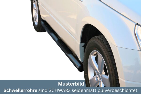 Schwellerrohre mit Tritt SCHWARZ für SUZUKI Grand Vitara JT 5t 2009> Ø76mm TÜV