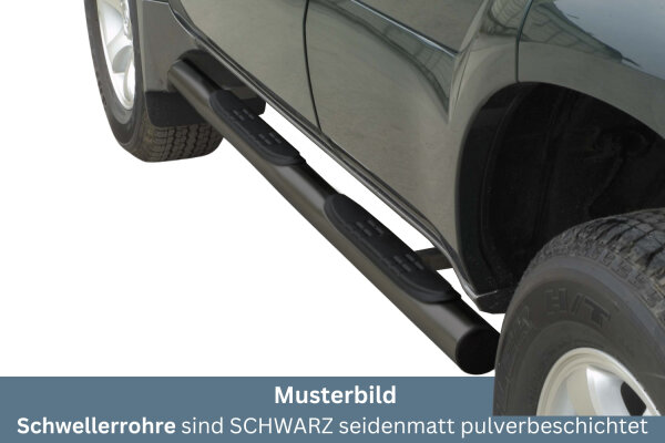 Schwellerrohre mit Tritt SCHWARZ für TOYOTA Land Cruiser J12 Prado KDJ 120 5 türer Ø76mm TÜV