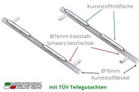 Schwellerrohre mit Tritt SCHWARZ für Fiat Fullback Doppelkabine Bj.2016> V2A TÜV