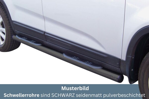 Schwellerrohre mit Tritt SCHWARZ für MITSUBISHI ASX Bj. 2010> V2A Ø76mm mit TÜV