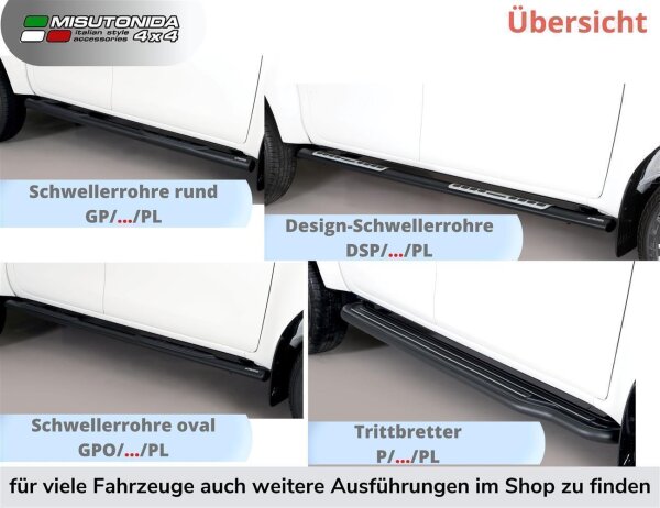 Schwellerrohre mit Tritt SCHWARZ für MITSUBISHI L200 Club Cab Bj. 2015-18 TÜV