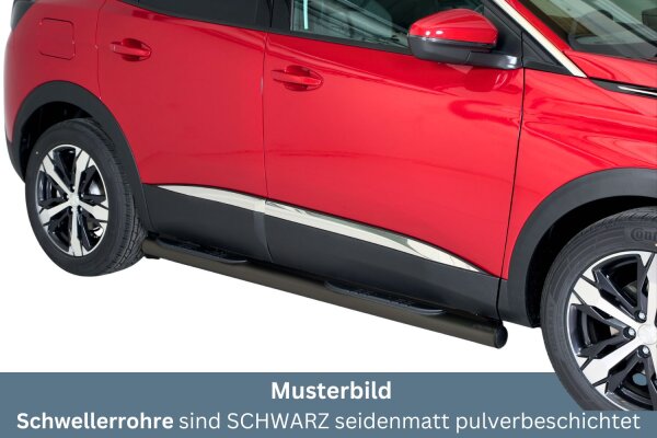 Schwellerrohre mit Tritt SCHWARZ für PEUGEOT 3008 Bj. 2016- V2A Ø76mm mit TÜV