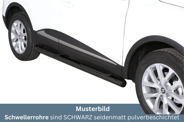 Schwellerrohre mit Tritt SCHWARZ für RENAULT Kadjar Bj. 2015> V2A Ø76mm mit TÜV