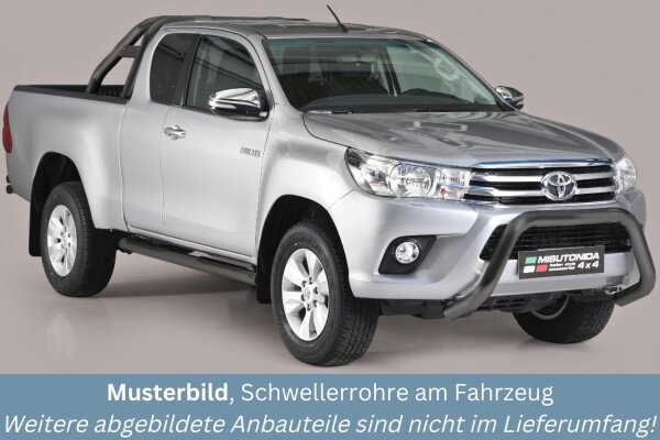 Schwellerrohre mit Tritt SCHWARZ für TOYOTA HiLux Extra Cab ab Bj. 2016- V2A TÜV