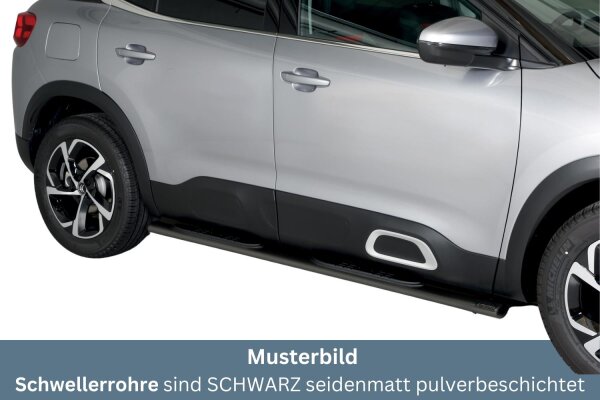 Schwellerrohre oval mit Tritt SCHWARZ für CITROEN C5 Aircross 2019> V2A Ø76mm mit TÜV