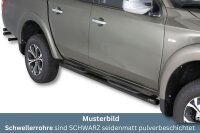 Schwellerrohre oval mit Tritt SCHWARZ für Fiat...