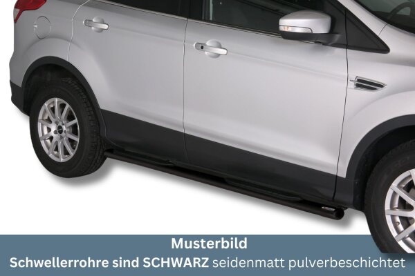 Schwellerrohre oval mit Tritt SCHWARZ für FORD Kuga Bj. 2013-16 V2A Ø76mm mit TÜV