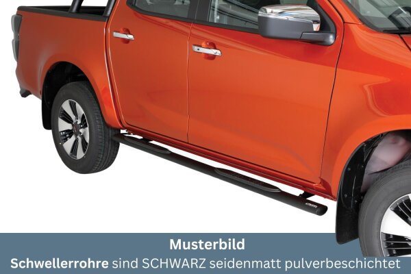 Schwellerrohre oval mit Tritt SCHWARZ für ISUZU D-Max Bj.2020- Doppelkabine V2A TÜV