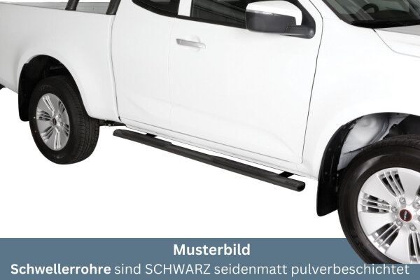 Schwellerrohre oval mit Tritt SCHWARZ für ISUZU D-Max Bj.2020- Space Cab Ø76mm TÜV