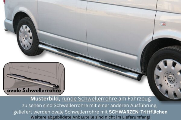 Schwellerrohre oval mit Tritt für VW T5 ab Bj.10- Edelstahl mit TÜV