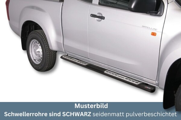 Schwellerrohre Design SCHWARZ für ISUZU D-Max ATFR 2012 > Space Cab mit TÜV