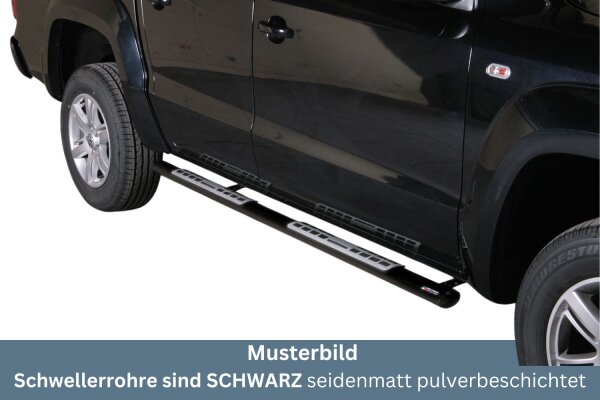 Schwellerrohre Design SCHWARZ für VOLKSWAGEN Amarok 2H 2010> Edelstahl mit TÜV