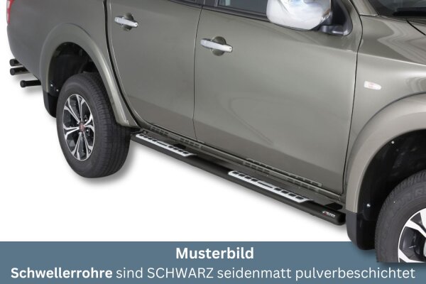 Schwellerrohre Design Schwarz für Fiat Fullback Doppelkabine Bj.2016> mit TÜV