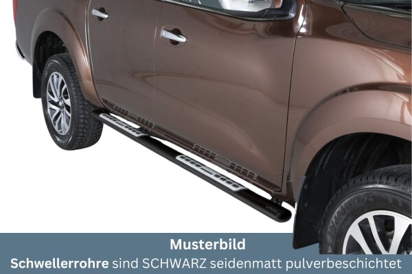 Schwellerrohre Design Schwarz für NISSAN Navara D231 Doppelkabine Bj.2016> TÜV