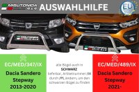 Frontbügel Edelstahl schwarz für Dacia Sandero Stepway 2021- Ø63mm Gutachten