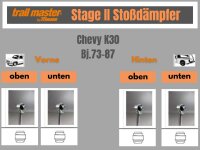 2 Stoßdämpfer Trailmaster für Chevrolet Pickup K30 0-40mm Bj 73-87 Vorne Hinten