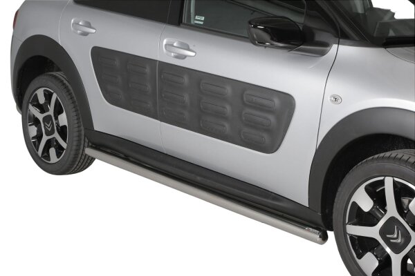 Schwellerrohre ohne Tritt für Citroen C4 Cactus Edelstahl poliert Ø63mm TÜV