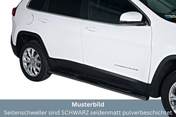 Schwellerrohre SCHWARZ oval mit Tritt für Jeep Cherokee KL Bj.14- Edelstahl mit TÜV