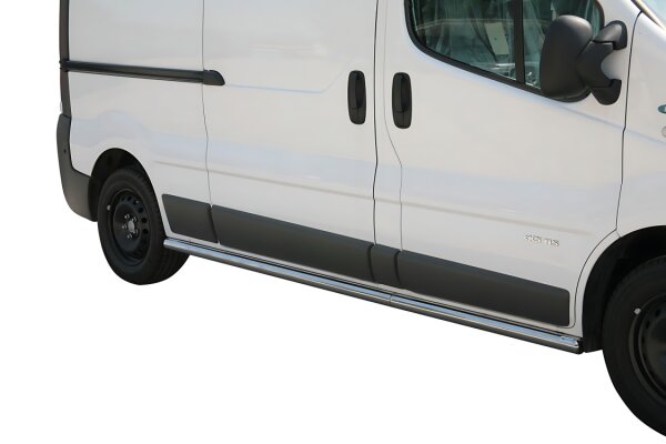 Schwellerrohre ohne Tritt für Renault Trafic 2007-2013 (L2) Edelstahl poliert Ø63mm TÜV