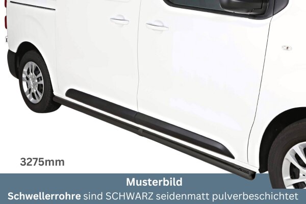 Schwellerrohre SCHWARZ ohne Tritt für Citroen Jumpy & Space Tourer mittel Bj.2016- Edelstahl Ø63mm TÜV