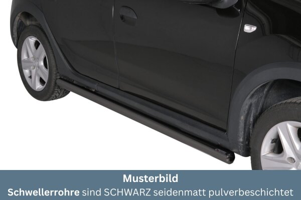 Schwellerrohre SCHWARZ ohne Tritt für Dacia Sandero Stepway 2013-2020 Edelstahl Ø63mm TÜV