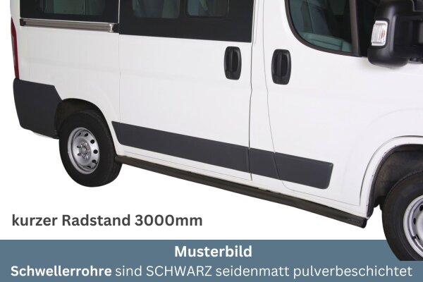 Schwellerrohre SCHWARZ ohne Tritt für Fiat Ducato kurz 2006- & 2014- Edelstahl Ø63mm TÜV