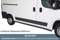 Schwellerrohre SCHWARZ ohne Tritt für Fiat Ducato mittel 2006- Edelstahl Ø63mm TÜV