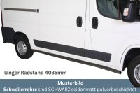 Schwellerrohre SCHWARZ ohne Tritt für Fiat Ducato lang 2014- Edelstahl Ø63mm TÜV