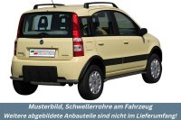 Schwellerrohre SCHWARZ ohne Tritt für Fiat Panda 4x4 169 Bj. 2005-2013 Edelstahl Ø50mm TÜV