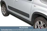 Schwellerrohre SCHWARZ ohne Tritt für Fiat Panda...