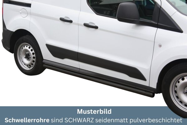 Schwellerrohre SCHWARZ ohne Tritt für Ford Transit Connect 2014-2017 Edelstahl Ø63mm TÜV