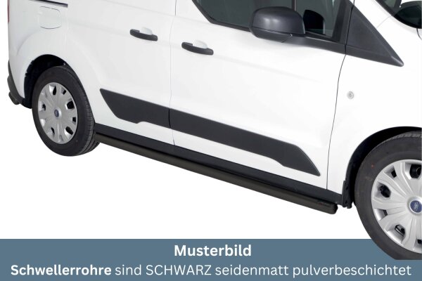 Schwellerrohre SCHWARZ ohne Tritt für Ford Transit Connect & Tourneo 2018- Edelstahl Ø63mm TÜV