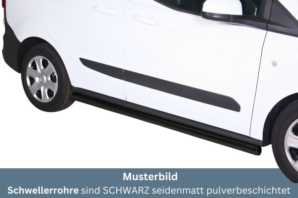 Schwellerrohre SCHWARZ ohne Tritt für Ford Transit Courier / Tourneo 2014-2017 Edelstahl Ø63mm TÜV