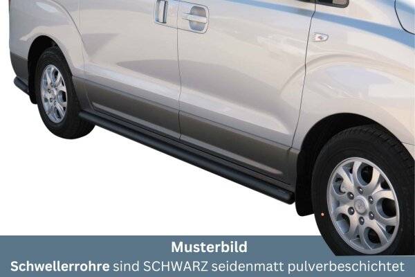 Schwellerrohre SCHWARZ ohne Tritt für Hyundai H1 Starex 2008- Edelstahl Ø63mm TÜV