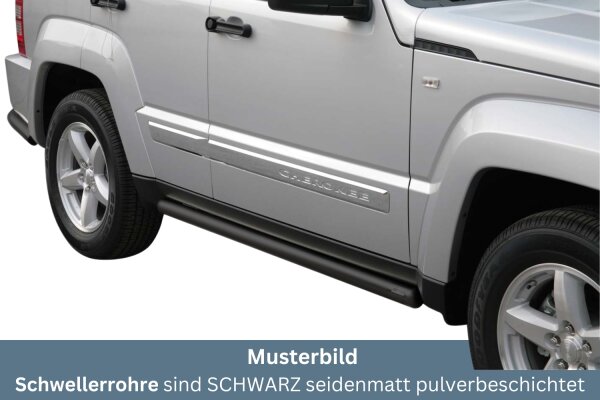 Schwellerrohre SCHWARZ ohne Tritt für Jeep Cherokee KK 2008- Edelstahl Ø63mm TÜV